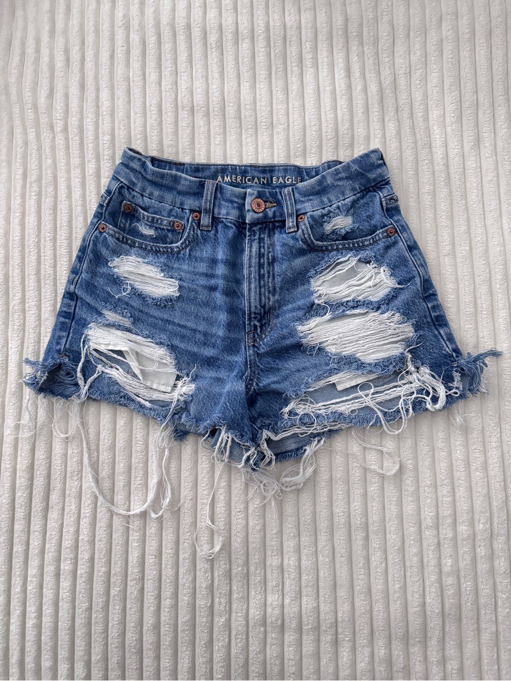 American Eagle Outfitters Distressed Blue Denim Jean Shorts